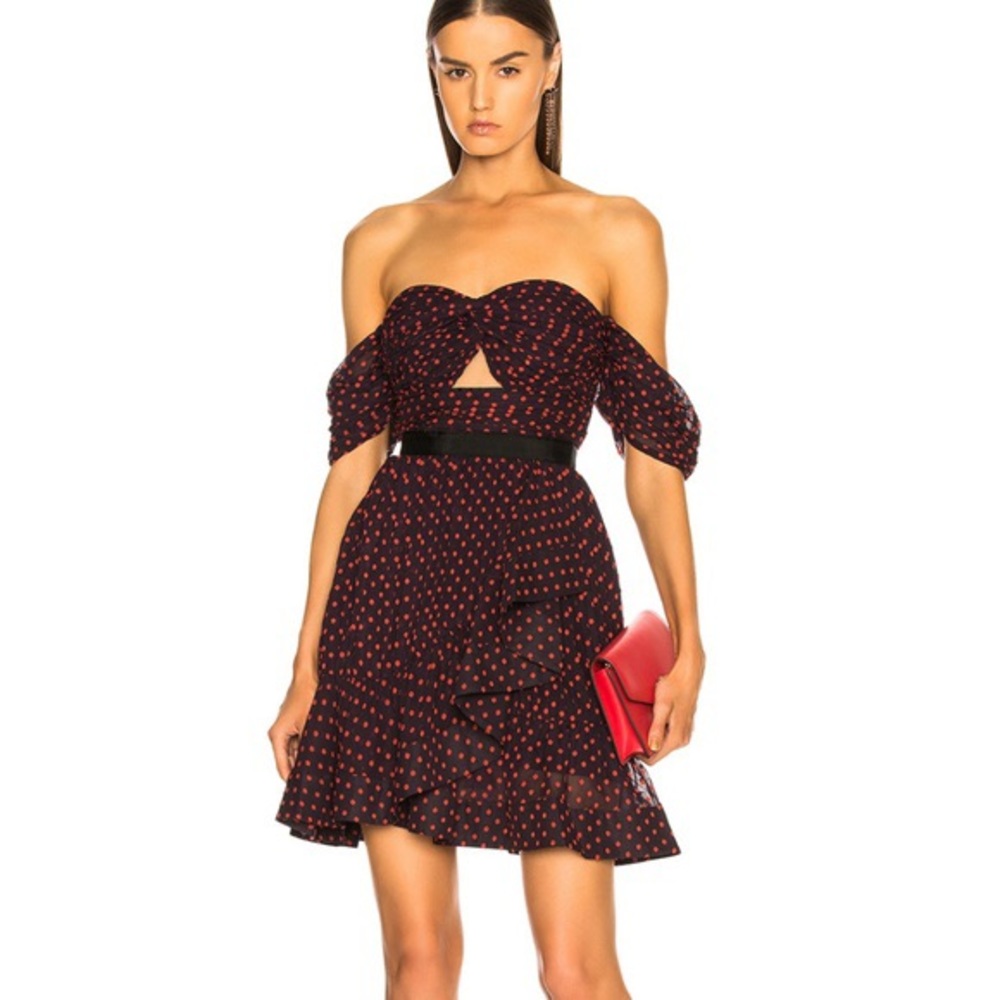 Self Portrait Plumetis Off Shoulder Mini Dress 2